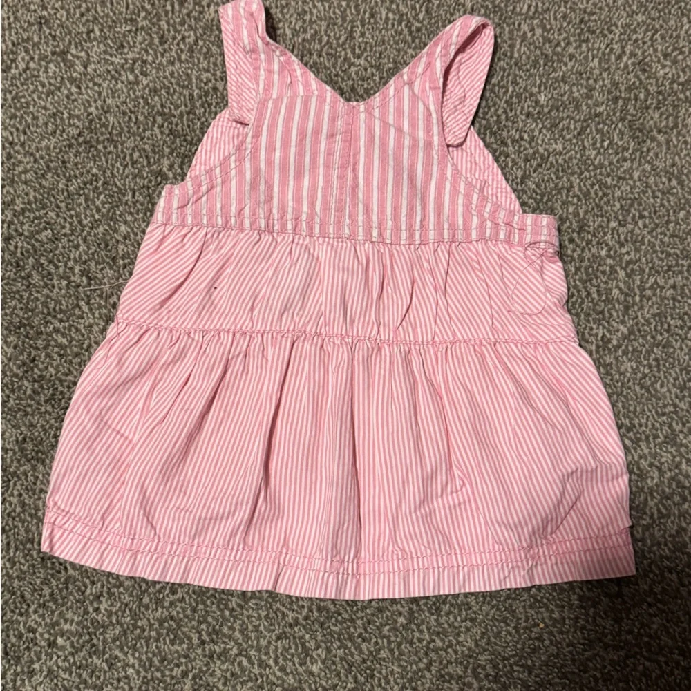 Disney Minnie Mouse Pink Striped Jumper Dress 3-6M Baby Girl Spring Summer - Picture 3 of 4